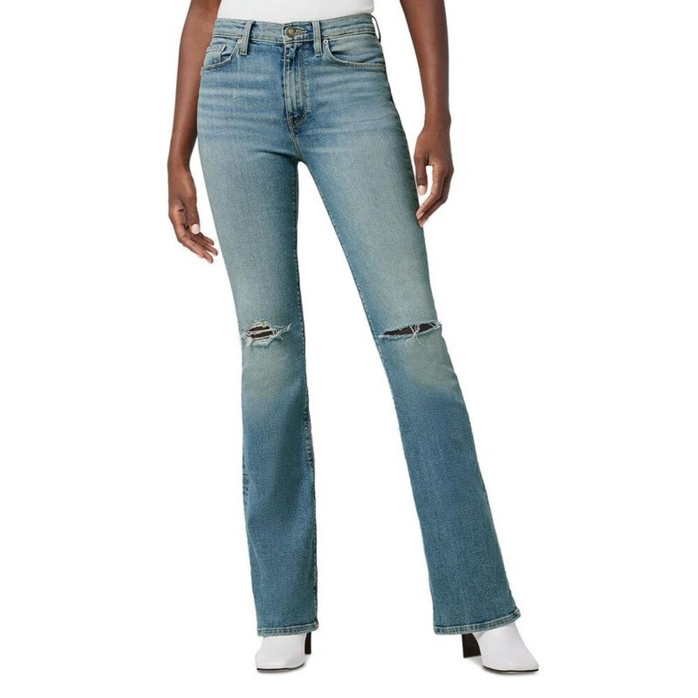 Hudson Womens Barbara Blue High Waist Distressed Denim Bootcut Jeans NWT